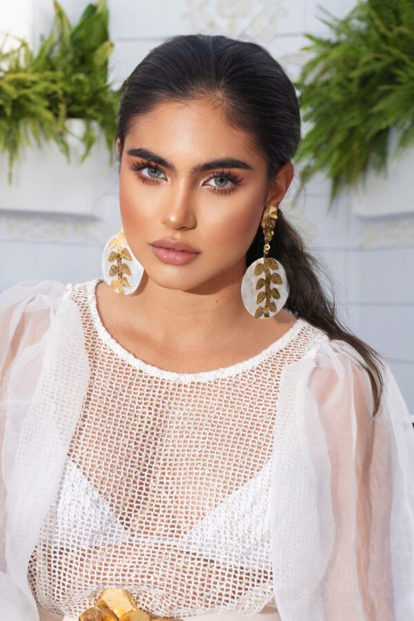 NACRE AND LEAVES EARRINGS - Image 2